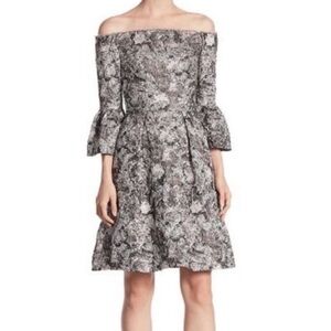 Theia Metallic Off-Shoulder Dress